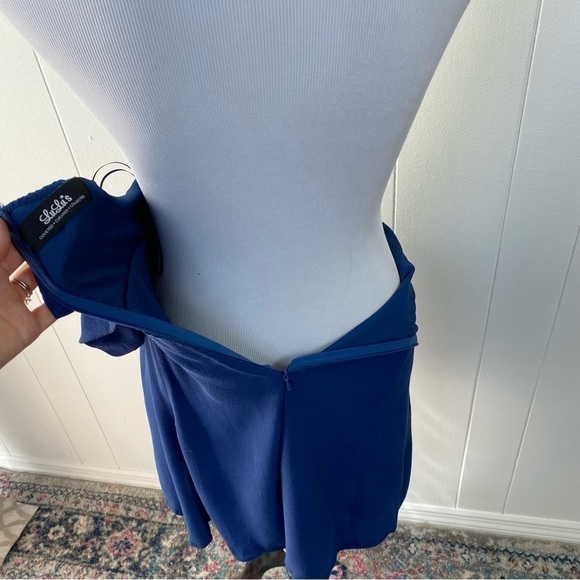 LuLu's Crossroad Cutie Navy Blue Off-the-Shoulder Mini Dress Size Medium - Picture 11 of 16